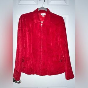 Coldwater Creek Vibrant Red Zip Blazer/Jacket Large
